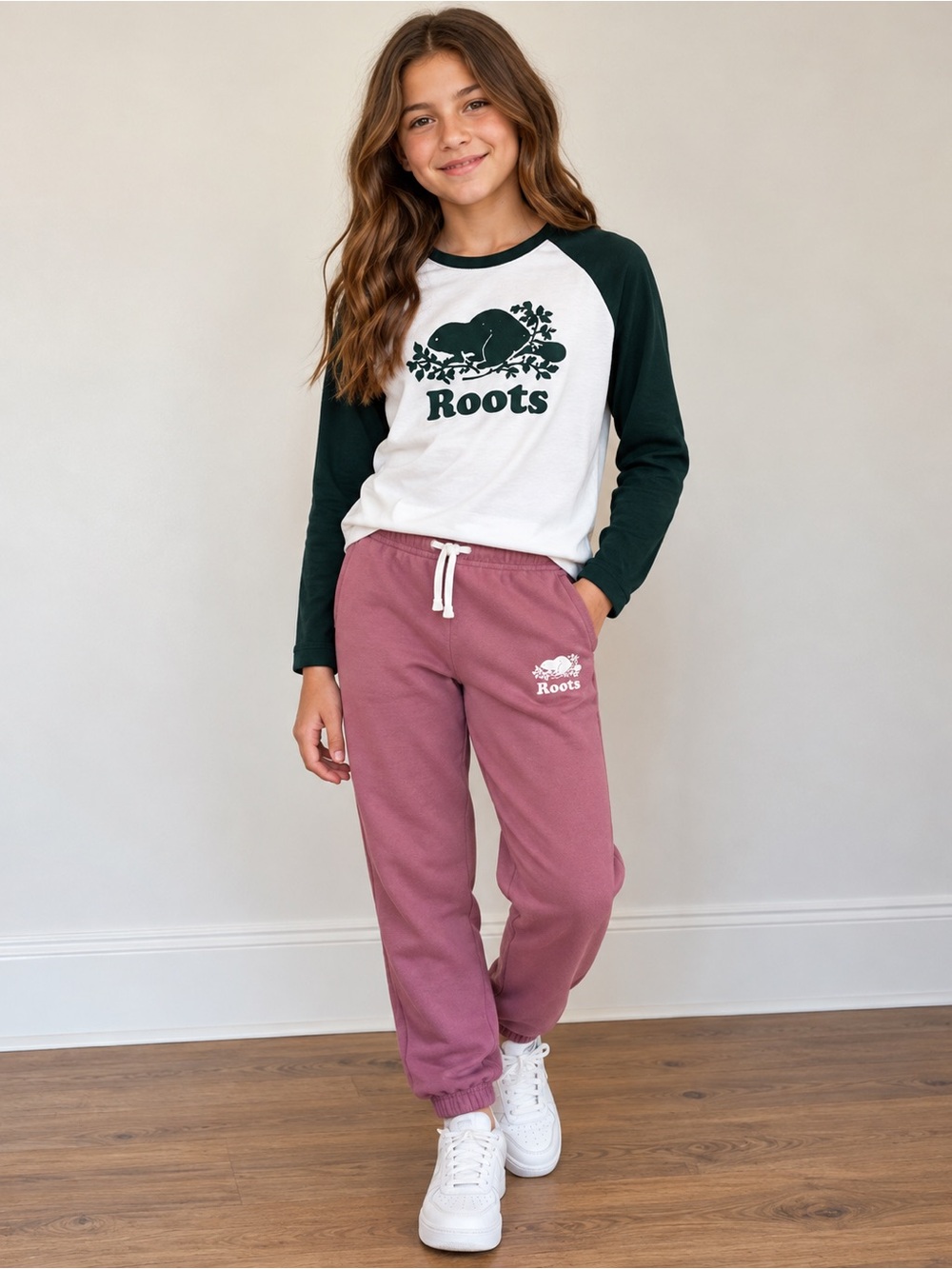 Roots Kids Girls 2 Piece Bundle Long Sleeve Shirt & Joggers
